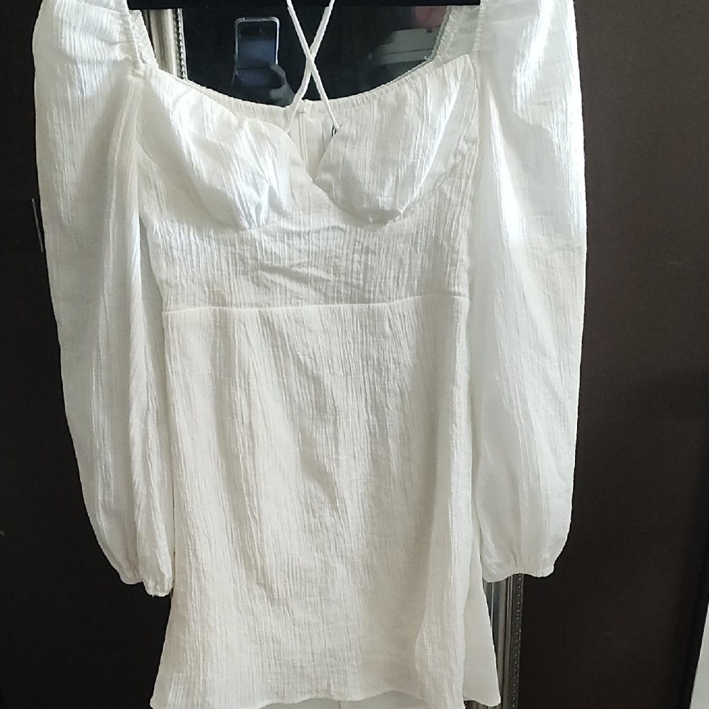Princess Polly White Puff Sleeve Square Neck Tunic